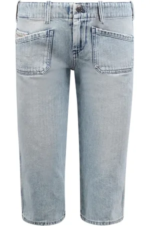 Diesel Szorty, Kobieta, Niebieski, W25, Capri Shorts z Niskim Stanem i Kieszeniami