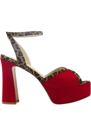 ANNA F. Buty, Kobieta, brązowy, 40 EU, Zamsz, Sandały zamszowe z detalami w panterkę
