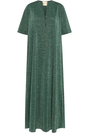 MOMONÍ Sukienki, Kobieta, Zielony, 2XS, Zielona Sukienka z Jerseyu Lurex