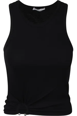 Paco rabanne Koszulki, Kobieta, Czarny, M, Asymetryczny Bluzka z Falbankami