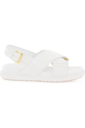 Marni Buty, Kobieta, Biały, 36 EU, Skórzane sandały z krzyżującymi się paskami