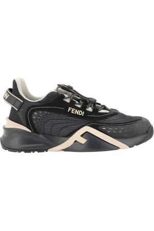 Fendi Buty, Kobieta, Czarny, 38 1/2 EU, Zamsz, Sneakersy z cholewką z teksturowaną podeszwą i detalami monogramu