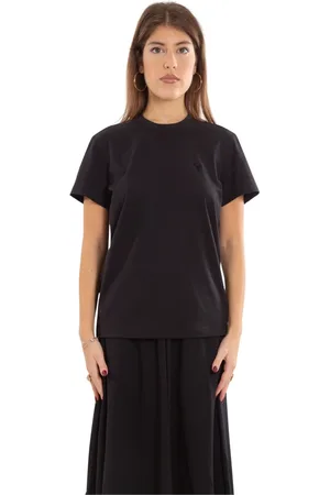 Y-3 Koszulki, Kobieta, Czarny, M, Czarna Tonal Logo Regular Tee