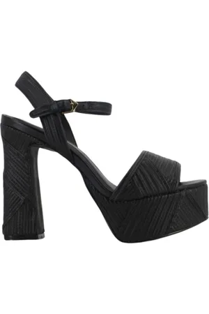 CARRANO Buty, Kobieta, Czarny, 40 EU, Skórzane sandały z regulowaną sprzączką