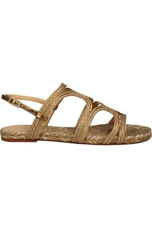 Castaner Buty, Kobieta, Żółty, 41 EU, Bawełna, Metaliczne plecione sandały