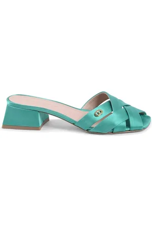 DEE OCLEPPO Buty, Kobieta, Zielony, 37 EU, Satyna, Eleganckie Satynowe Sandały z Paskami