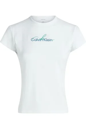 Calvin Klein Koszulki, Kobieta, Biały, XS, Biała koszulka SS Slim