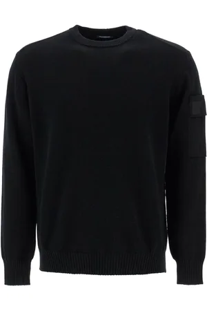 C.P. Company Swetry, Mężczyzna, Czarny, L, Merino Wool Crew Neck Sweater