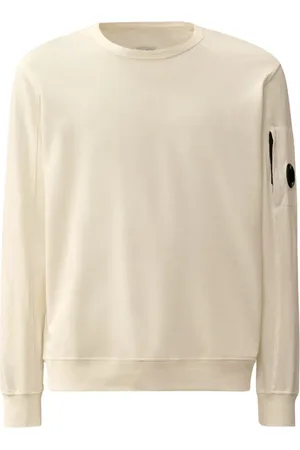 C.P. Company Bluzy, Mężczyzna, Biały, XL, Len, Biała Bluza Polarowa z Soczewką