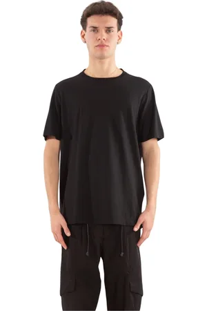 TRANSIT Koszulki, Mężczyzna, Czarny, 2XL, Bawełna, Dzianinowa Bawełna Crepe T-shirt z Dekoltem