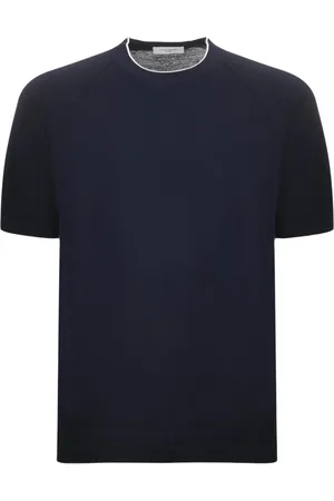 Paolo Pecora Koszulki, Mężczyzna, Niebieski, 2XL, Niebieski T-shirt z Miodem z Kontrastowym Wykończeniem