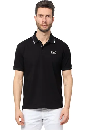Emporio Armani Koszulki, Mężczyzna, Czarny, 3XL, Czarny Letni Polo Jersey EA7