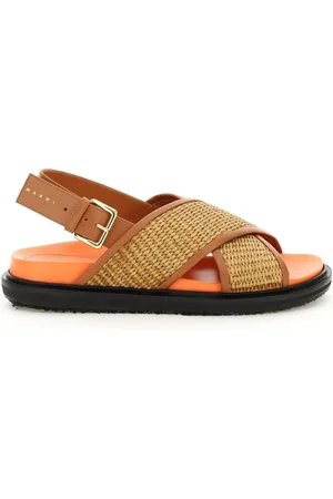 Marni Buty, Kobieta, brązowy, 36 EU, Sandały z rafii i skóry