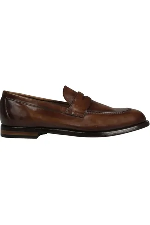 Officine creative Buty, Mężczyzna, brązowy, 44 EU, Mokasyny z Lakierowaną Skórą Ss 22 Ze Srebrnym Nosem