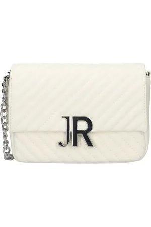 John Richmond Torebki, Kobieta, Biały, ONE SIZE, Skóra, Biała Skórzana Torba na Ramię z Srebrnymi Inicjałami Logo
