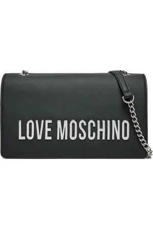 Moschino Torebki, Kobieta, Czarny, ONE SIZE, Czarna torba na ramię z srebrnym logo