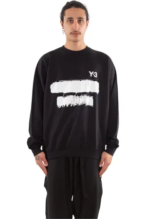Y-3 Bluzy, Mężczyzna, Czarny, M, Czarny Sweter z Grafiką na Przodzie
