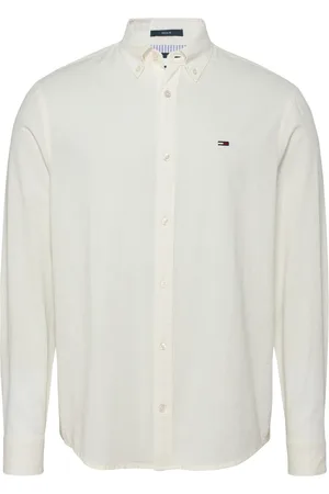 Tommy Hilfiger Koszule, Mężczyzna, Beżowy, XL, Bawełna, Beżowa lniana koszula z długim rękawem