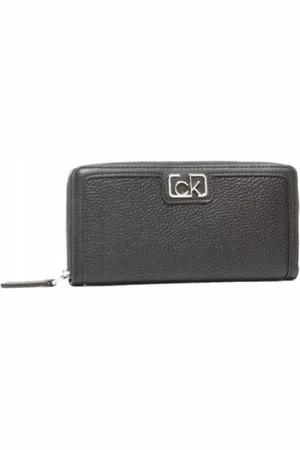 Calvin Klein Akcesoria, Kobieta, Czarny, ONE SIZE, Skóra, Portfele Damskie Czarne Ekoskóra Jesień/Zima