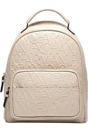 Armani Exchange Torebki, Kobieta, Beżowy, ONE SIZE, Elegancki Beżowy Plecak z Szczegółami z Eko-skóry