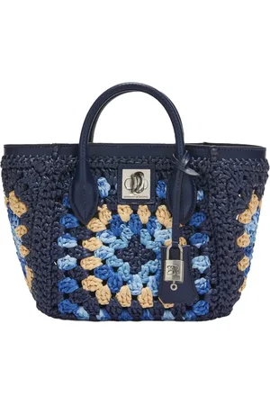 ERMANNO SCERVINO Torebki, Kobieta, Czarny, ONE SIZE, Skóra, Niebieska Mini Torba Szydełkowa z Elementami Skóry