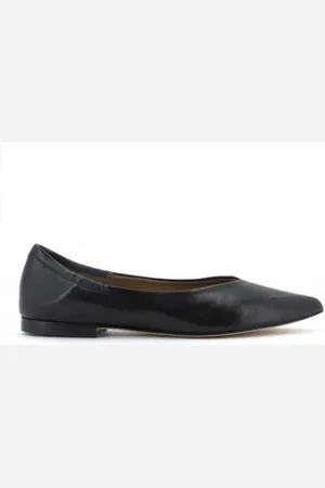 ANNA F. Buty, Kobieta, Czarny, 38 EU, Czarny Baletki Skórzane Elastyczne Wstawki
