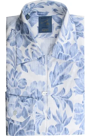 BARBA Koszule, Mężczyzna, Niebieski, 3XL, Jasnoniebieska Koszula z Kwiatowym Wzorem Slim Fit