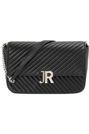 John Richmond Torebki, Kobieta, Czarny, ONE SIZE, Czarna Torba na Ramię z Srebrnym Logo