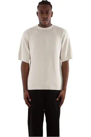TRANSIT Koszulki, Mężczyzna, Biały, M, Ryflowany Bawełniany T-shirt