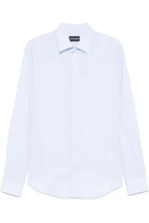 Emporio Armani Koszule, Mężczyzna, Niebieski, L, Koszula w Paski Casual