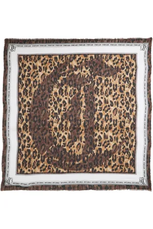 Roberto Cavalli Akcesoria, Kobieta, brązowy, ONE SIZE, Szalik z nadrukiem leoparda - Styl sezonowy