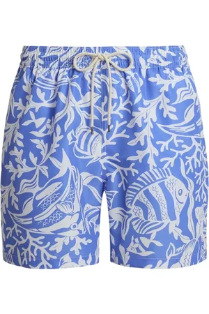 Ralph Lauren Stroje kąpielowe, Mężczyzna, Niebieski, L, Poliester, Ryba Koralowa Jasnoniebieskie Kąpielówki