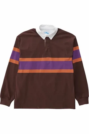 Gramicci Koszulki, Mężczyzna, brązowy, S, Nylon, Polo z paskami w stylu rugby