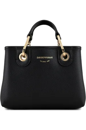 Emporio Armani Torebki, Kobieta, Czarny, ONE SIZE, Len, Czarna Mini Torebka z Regulowanym Paskiem i Wzorem Jelenia