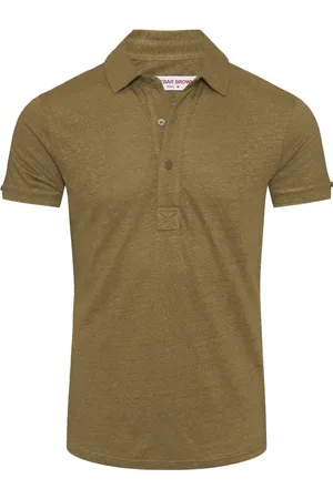 Orlebar Brown Koszulki, Mężczyzna, Zielony, XL, Lnuana koszula polo z 3 guzikami