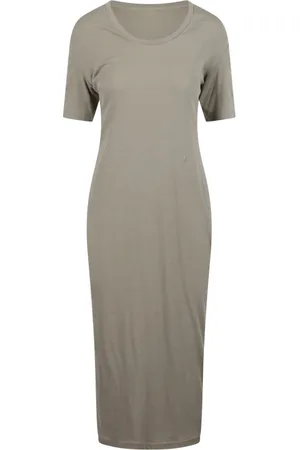 Jil Sander Sukienki, Kobieta, Zielony, S, Warstwowa sukienka z bawełny z haftem logo