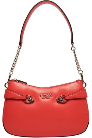 Guess Torebki, Kobieta, Czerwony, ONE SIZE, Czerwona Torebka z Ekoskóry z Złotymi Szczegółami