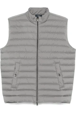 HERNO Kurtki, Mężczyzna, Szary, L, Wełna, Wełna Jedwab Lekki Gilet Pełny Zamek