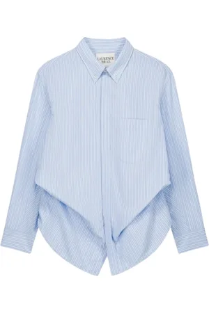 LAURENCE BRAS Bluzki, Kobieta, Niebieski, M, Bawełna, Paski Bawełniany Oversize Shirt