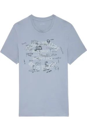 Zadig & Voltaire Koszulki, Mężczyzna, Niebieski, M, Stylowy bawełniany t-shirt