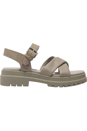 Timberland Buty, Kobieta, Beżowy, 36 EU, Beżowe Sandały z Krzyżującymi Paskami