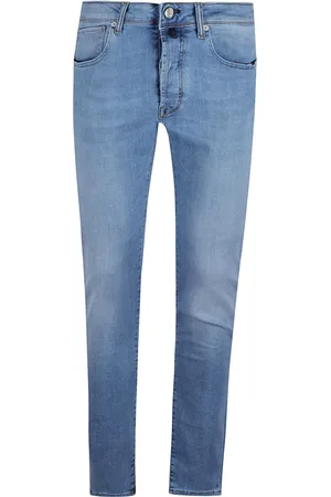 Incotex Jeansy, Mężczyzna, Niebieski, W36, Denim, Dżinsy ze Stretch Denim i Paskiem z Zamszu