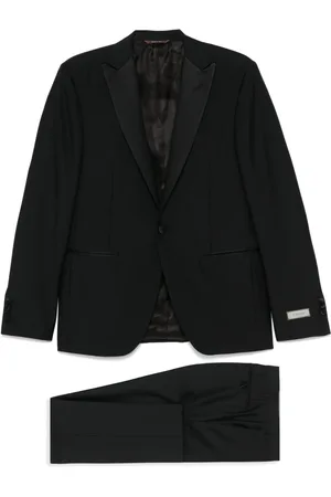 CANALI Garnitury, Mężczyzna, Czarny, M, Wełniany Garnitur Tuxedo