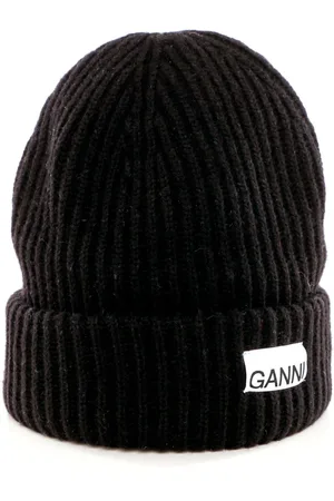 Ganni Akcesoria, Mężczyzna, Czarny, ONE SIZE, Ciepła Wełniana Czapka Beanie