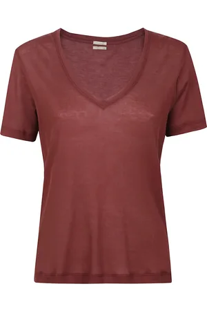 MASSIMO ALBA Swetry, Kobieta, Czerwony, L, Luźny Bawełniany T-shirt w Różnych Kolorach