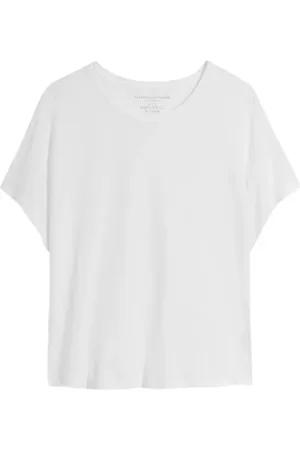 Majestic Koszulki, Kobieta, Biały, M, Bawełna, Organiczna Bawełna Lniana T-shirt Podwójna Strona