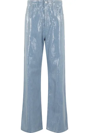 FEDERICA TOSI Jeansy, Kobieta, Niebieski, W25, Denim, Denim Cekiny Modne Stylowe Ubrania