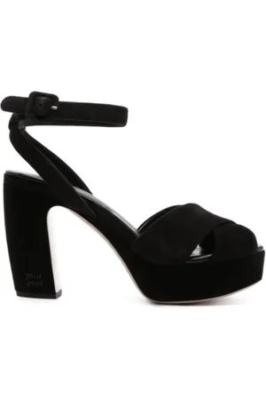 Miu Miu Buty, Kobieta, Czarny, 37 EU, Zamsz, Czarne Sandały z Zamszu