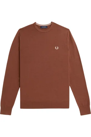 Fred Perry Swetry, Mężczyzna, brązowy, XL, Klasyczny Sweter z Okrągłym Dekoltem