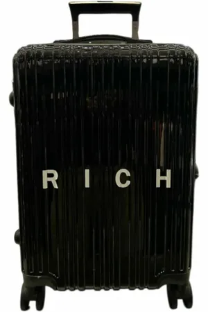 John Richmond Walizki, Kobieta, Czarny, ONE SIZE, Błyszczący Czarny Unisex Trolley z Białym Logo
